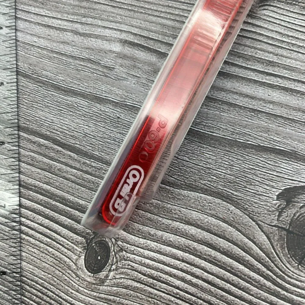 VTG Oral-B P-60 Toothbrush 1998 USA Soft End-Round Bristles 4-ROW 8in TALL RED